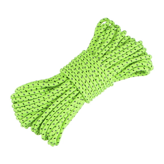 Unique Bargains Polyester Fluorescent Reflective Camping Tent Rope Cord Green 10m