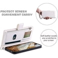 thumbnail image 6 of LANFENG Crossbody Wallet Case for Apple iPhone 12 Pro Max Leather Phone Case with Card Holder Kickstand & Wrist Strap Cover Magnetic Closure Flip Handbag Zipper Purse Shell for Women(White), 6 of 7
