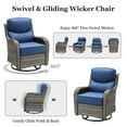 thumbnail image 3 of Planntonneo 3-Piece Patio Furniture Set - Wicker Swivel Glider Chairs with 6-Inch High-Resilience Cushions and Side Table, Grey/Blue, 3 of 9
