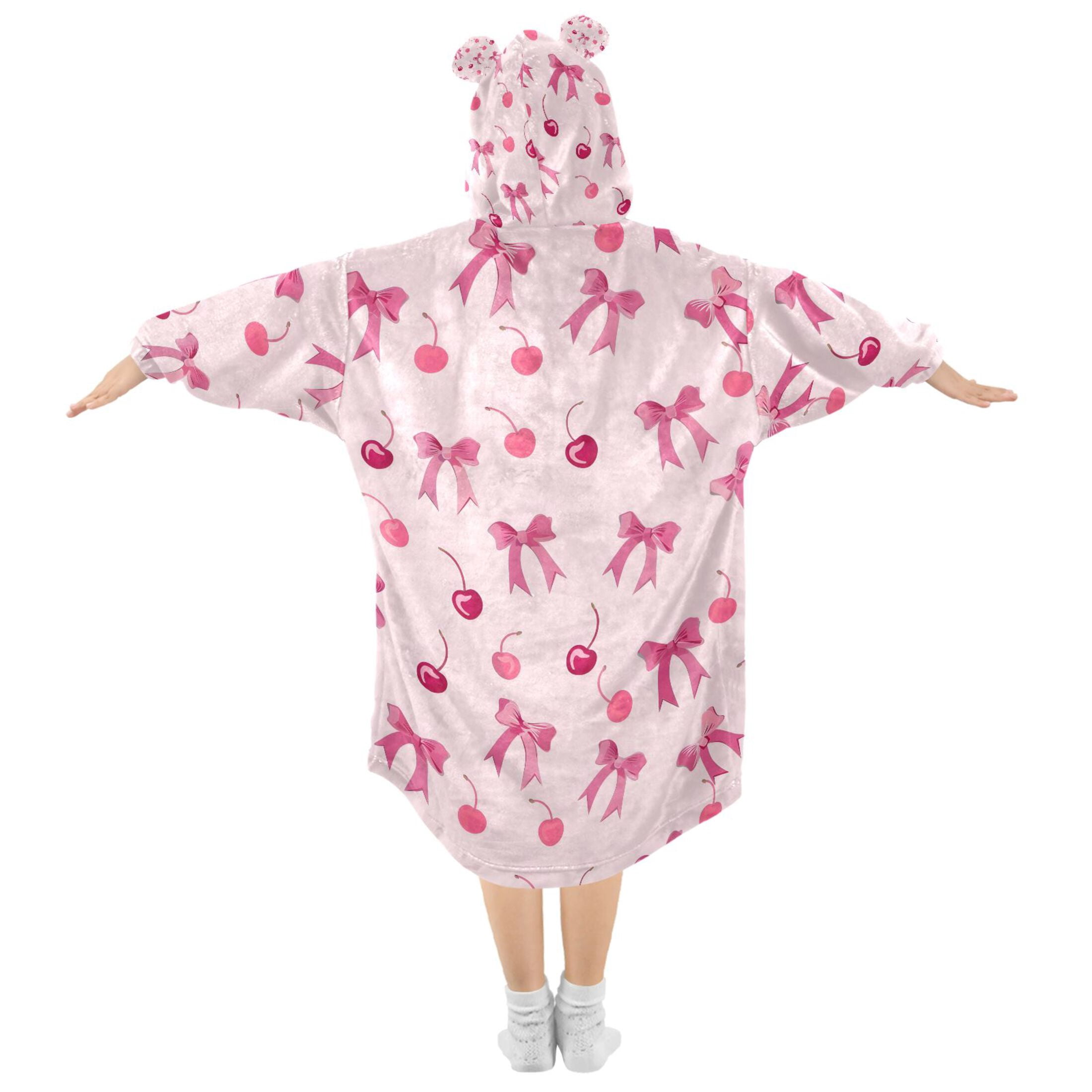 joogoo Blanket Hoodie for Bows and Cherry Oversize Sweatshirt 3-14 YR L