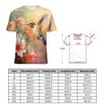 thumbnail image 2 of Flower Hummingbird Womens Tops Women's Fashion Casual Short Sleeve Flower Print Round Neck Pullover Top Blouse, 2 of 6