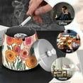 thumbnail image 4 of Yayeee Ashtray with Lid for Cigarette Smokeless Stainless Steel Home Ash Holder, Hand Drawn Floral, 4 of 7