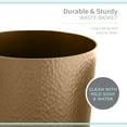 thumbnail image 3 of Bath Bliss 10 Liter Hammered Textured Bathroom Trash Can, Gold, 3 of 6