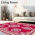 thumbnail image 2 of ODIKA 6'x9' Machine Washable Non-Slip Area Rug, Elegant Damask Medallion Scrollwork Vintage European Motif High Traffic Rug, Red, 564424, 2 of 7