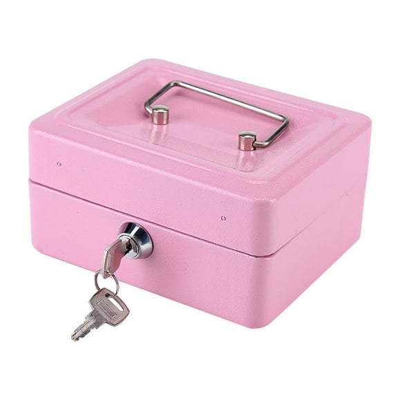Pink Safe Money Box Cash Register Insert Tray Cashier Drawer Storage Mini Portable Steel Lockable Cash Safe Security Box