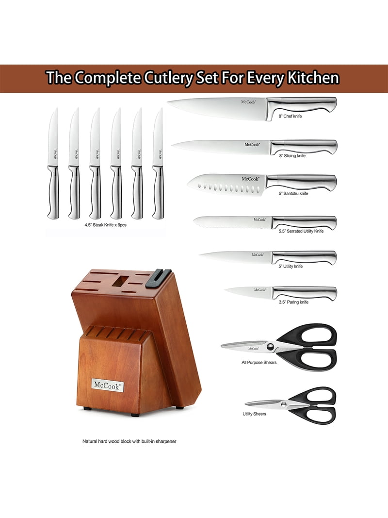 McCook, Knife Set, 15 Pieces, German Stainless Steel with