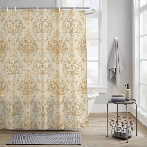 Bathroom Shower Curtain Vintage Medieval Damask Floral Waterproof Shower Curtains with Hooks, Retro Boho Pattern Art Bath Curtains Bathtub Curtain Home Decor 36x72in