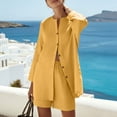 thumbnail image 6 of UVEASISHA Cotton Linen 2 Piece Sets for Women Summer Cruise Outfits Button Down Shirts and Shorts Beach Vacation Travel Clothes Yellow S, 6 of 8