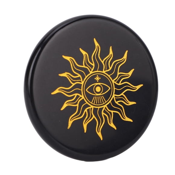 Engraved Stone, Decorative Effect Black Golden Carving Rune Stone Comfortable Touch for Holiday Birthday Present Type 1