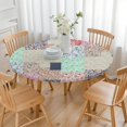 thumbnail image 3 of Pioneer Flower Floral Print Pattern Round Fitted Tablecloth with Elastic Edge,Dining Table Cover Waterproof,Outdoor Round Tablecloth for Camping,Dining,Indoor and Outdoor, 3 of 7