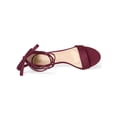 thumbnail image 4 of BLISSFUL STEP Women's Shoes Faux Suede Lace Up Open Toe Kitten Heel Cushioned Footbed Sandals  Burgundy 6, 4 of 8