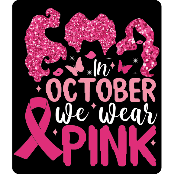 In October We Wear Pink  Halloween  Great Gift Ide Decal Sticker 2 Pack 5 Inch Stickers S11740