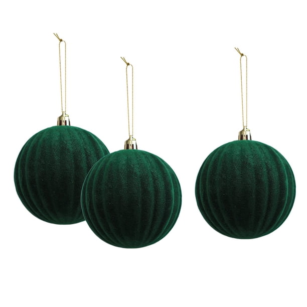 3 Piezas De Adornos Navideños De Bolas Flocadas, Adornos Navideños Para El Hogar, Verde
