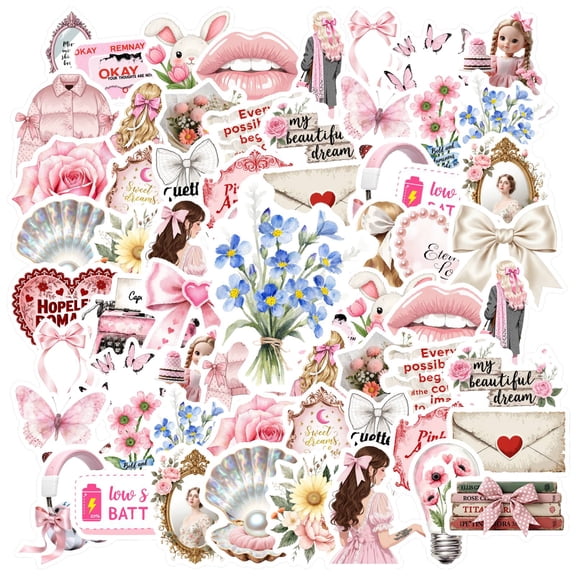 35pcs Pastel Stickers Stationery Stickers Romantic Teacher Reward Stickers Cute Kids Stickers for Phones Luggage