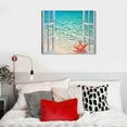 thumbnail image 4 of Starfish Seashell Beach Bathroom Wall Art Coastal Beach Pictures Wall Decor Blue Sea Window View Canvas Painting Artworks Wall Decor Framed for Living Room Bedroom 20x16 in/16x12 in, 4 of 4