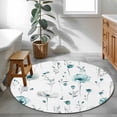 thumbnail image 4 of Turquoise Flowers Round Area Rug 4 FT, Non Slip Indoor Outdoor Rug, Farmhouse Spring Botanical Floral Washable Soft Circular Carpet Non-Shedding Floor Mat for Coffee Table Nursery Foyer Balcony, 4 of 8
