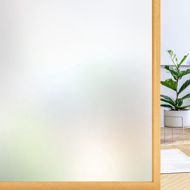 rabbitgoo Window Films for Privacy, Static Cling Frosted Glass Sticker, Non-Adhesive Privacy Film Sun Blocking Window Covering Frosting Vinyl Bathroo