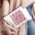 thumbnail image 3 of Pratyus Tote Bag Pink Love Cosmetic Bag with Hearts Pink White Design Travel Essentials for Women Friends, Lightweight Durable Zipper Closure White, 3 of 6