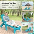thumbnail image 4 of Costway 2 PCS Folding Chaise Lounge Chair 5-Position Adjustable Turquoise, 4 of 12