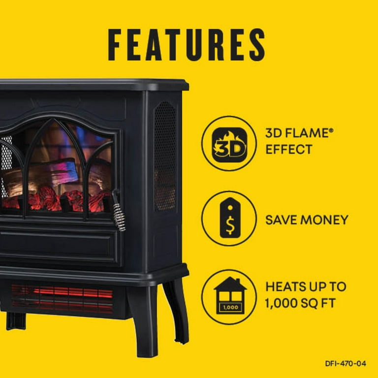 Duraflame® 3D Infrared Quartz Electric Fireplace Stove Heater, Black -  Walmart.com
