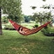 thumbnail image 5 of Hamaca de algodón cómoda hamaca de tela con correas para árboles para colgar hamaca duradera de hasta 450 libras hamaca portátil con bolsa de viaje, perfecta para acampar al aire libre/interior, patio trasero Rojo Verde, 5 of 5