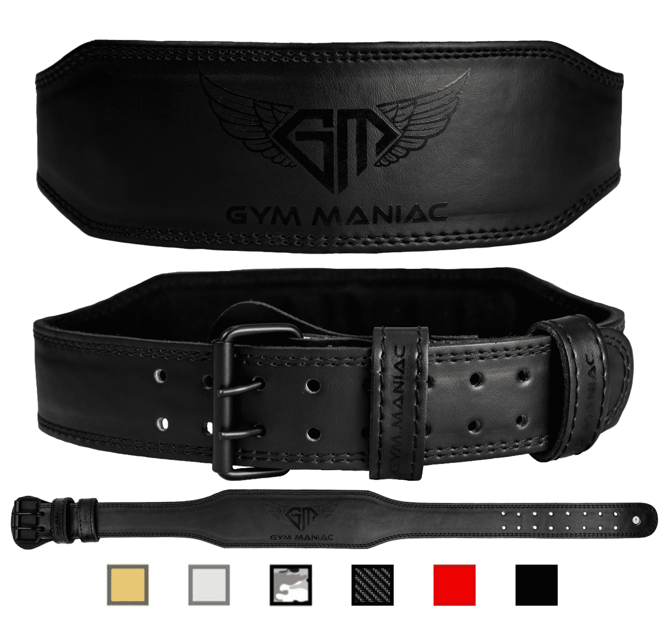 Gym Maniac GM Weight Lifting Waist Gym Belt Adjustable Size Support Your Back & Alleviate Pains Comfy Suede 2 Prong Buckle Reinforced Stitching