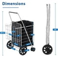 thumbnail image 5 of Lifetime Appliance Parts Shopping Cart w/ 360° Swivel Wheels & Waterproof Basket Liner for Shopping Laundry - Foldable Collapsible & Lightweight - Extra Large Heavy Duty Utility Cart - Silver, 5 of 7