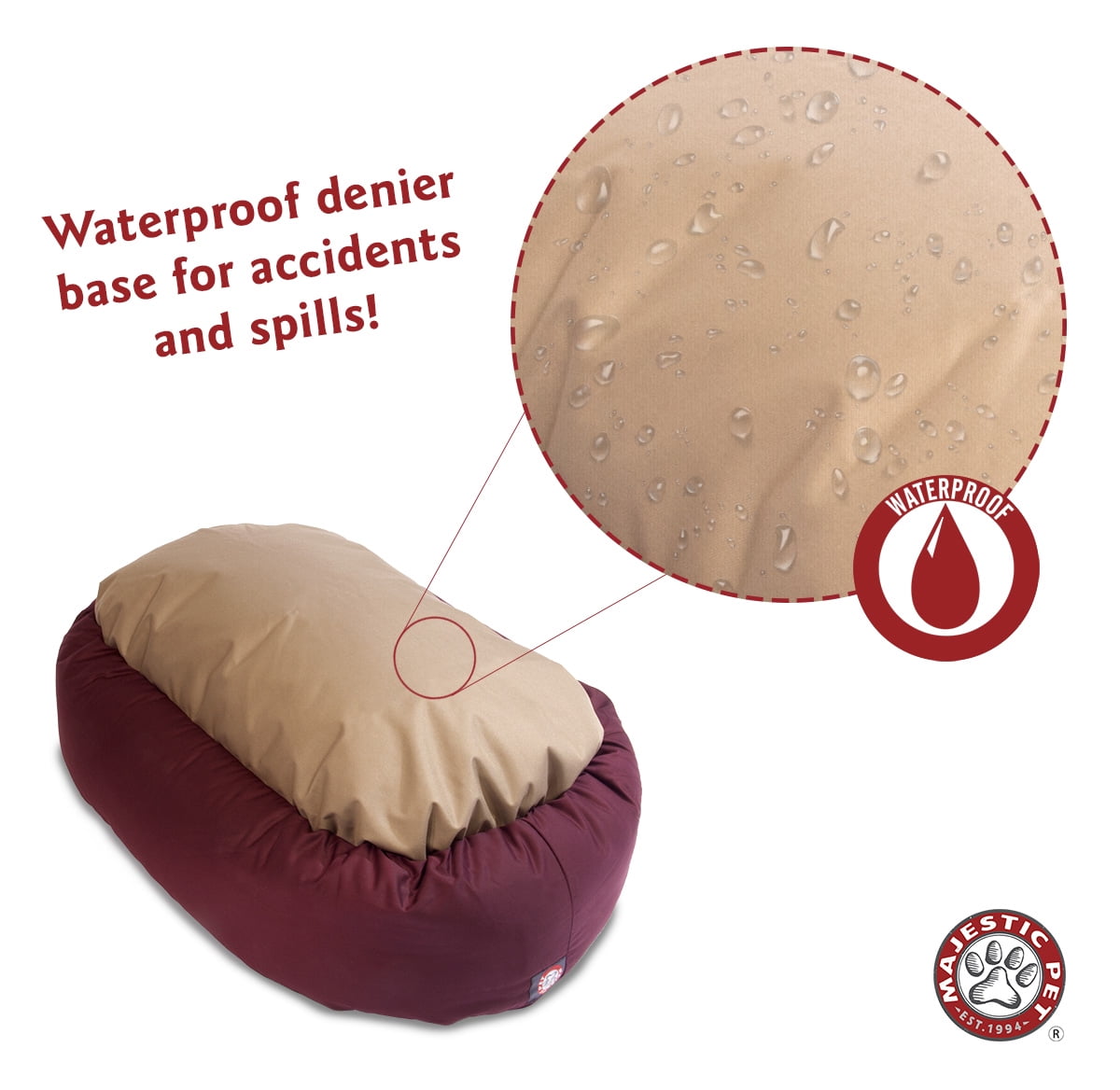 Majestic Pet Sherpa Poly/Cotton Bagel Pet Bed for Dogs, Calming Dog Bed Washable, Large, Burgundy