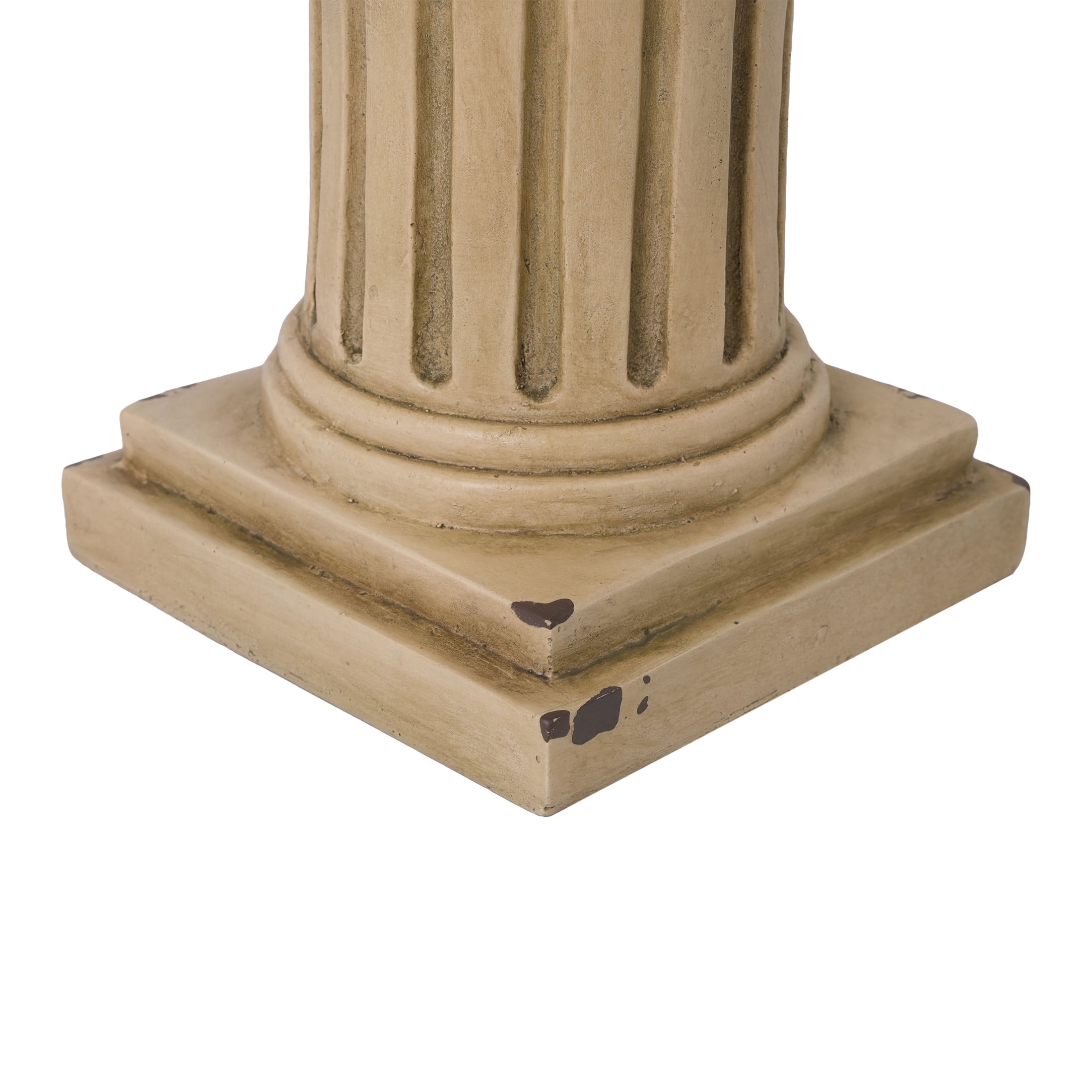Christopher Knight Home 18.5" Ionic Pedestal Plant Stand, MGO Indoor Outdoor Side Table, Antique Yellow