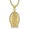 thumbnail image 5 of Hip Hop Iced Out Bling Virgin Mary Necklaces Pendants 14K Yellow Gold Madonna Necklace Women Christian Jewelry, 5 of 6
