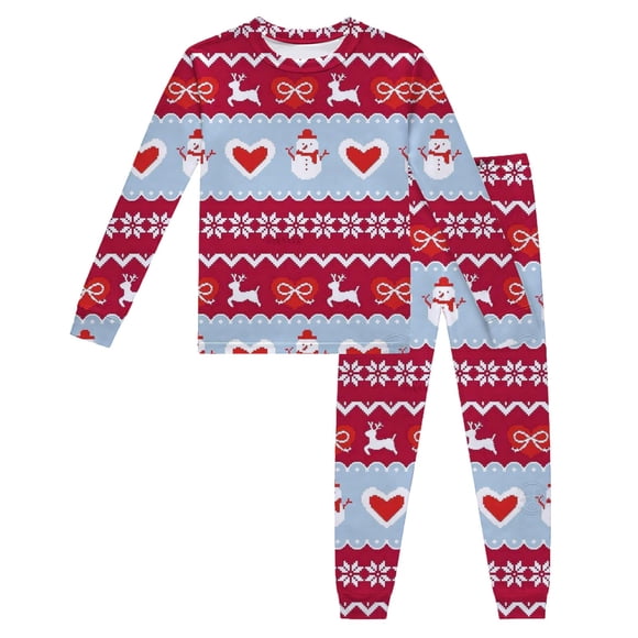 EnJoCho Ensemble de Noël Thermique Isolé pour Enfants, Haut et Pantalon Imprimé Dessin Animé, Vêtements Chauds d'Hiver pour Tout-Petits, Vacances d'Automne