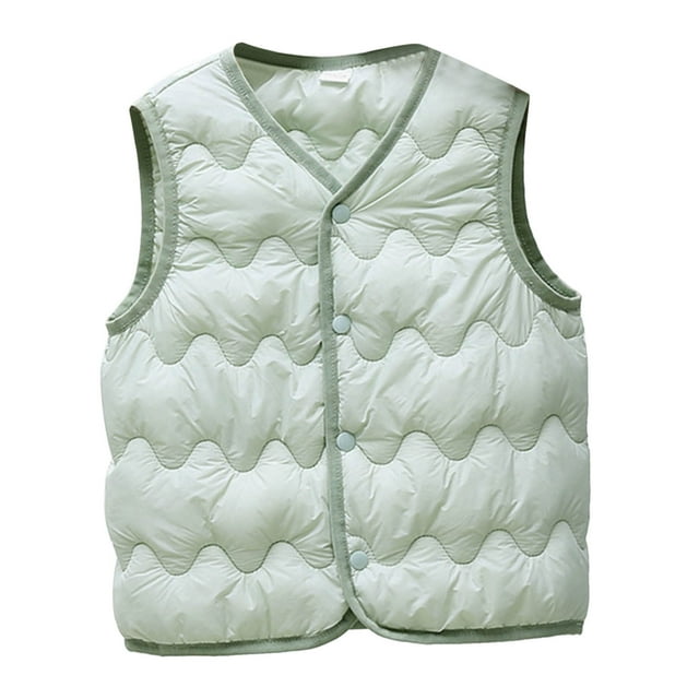 Daznico Kids Boys Girls Winter Solid Color Rounded Neck Coat Warm and Windproof Vest Jacket,Size 4-5 Years