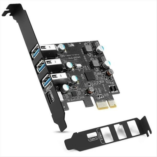 Tarjeta de Expansión PCIE A USB 3.0 de 3 Puertos + Tipo C de 1 Puerto para Computadora, Sin Adaptador de Fuente de Alimentación Externa.