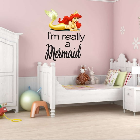 I'm Really A Mermaid Lips Starfish Fish Wishes Mermaids Vibes Seahorse Statfish Princess Fish Queen Sweet Dreams Bedtime Unicorn Lovely Dream Wall Decal Sticker - Size: 16 In X 20 In