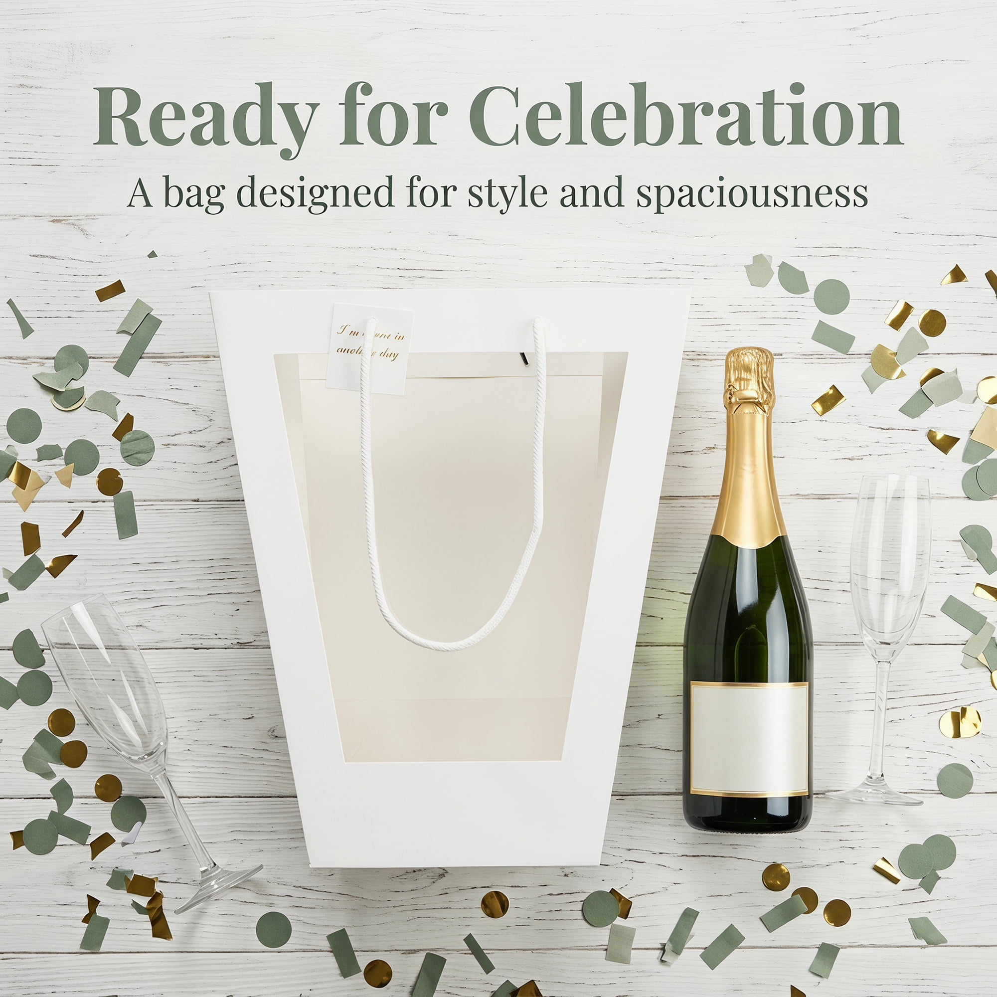 Unique Bargains Thick Totes for Gifts with Comfortable Handles White 11" x 7.9" x 14.2"
