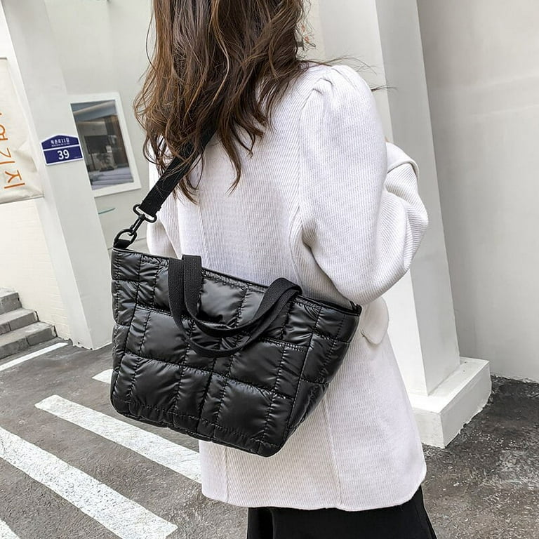 CoCopeaunt Winter Feather Down Tote Bags Luxury Designer Women Chain Lock  Crossbody Handbag Branded Ladies Gray Space Pad Shoulder Bag