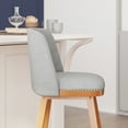 thumbnail image 4 of BizChair Set of 2 Transitional 30 Inch Faux Linen Upholstered Barstools with Silver Nailhead Trim and Walnut Finish Solid Wood Frames, Charcoal, 4 of 13