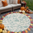 thumbnail image 4 of Farmhouse Turquoise Floral Washable Round Area Rug 7 ft, Linen Boho Paisley Flower Rustic , Soft Non Slip Rugs Stain Repellent Indoor Felt Carpet for Living Dining Room Bedroom Home Office, 4 of 9
