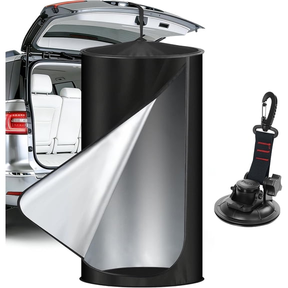 Pop Up Privacy Tent Portable Camping Shower Toilet Enclosure Tailgate Suction Cup Straps 210D Silver Coated 69 x 36.6 Inch Black with Carry Bag