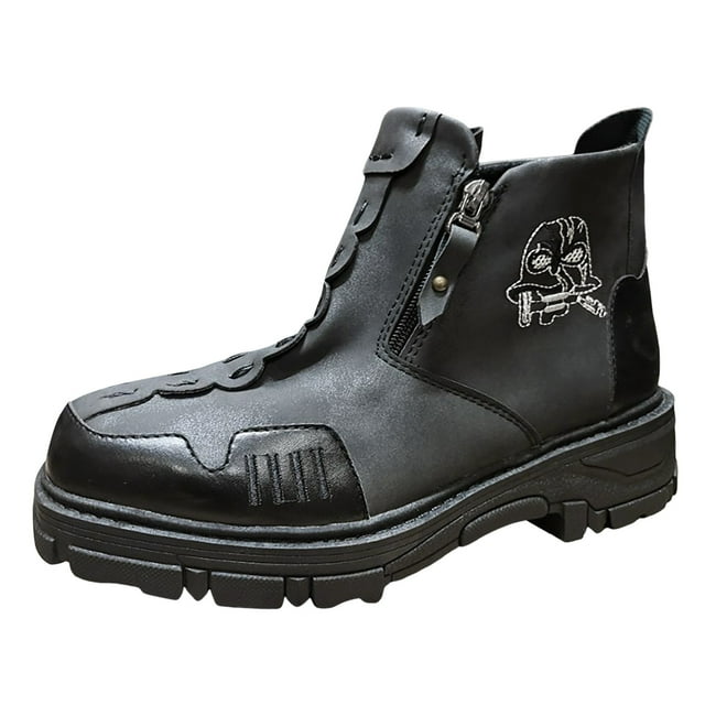 WEAIXIMIUNG Mens Boots Winter European and New Men's Short Boots Autumn and Winter Large Side Zipper Ankle Boots