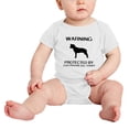 thumbnail image 2 of Warning: Protected by A Staffordshire Bull Terrier Dog Funny Baby Rompers Infant Clothes (White,18-24 Months), 2 of 5