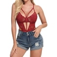 thumbnail image 3 of Gibobby Ropa sexy de mujer para sexo Lencería Erótica Sexy para Mujer, Mono de Piel Sexy y Casual, Baby Doll Mujer Sexy con Correa de Piel(Rojo, M), 3 of 5