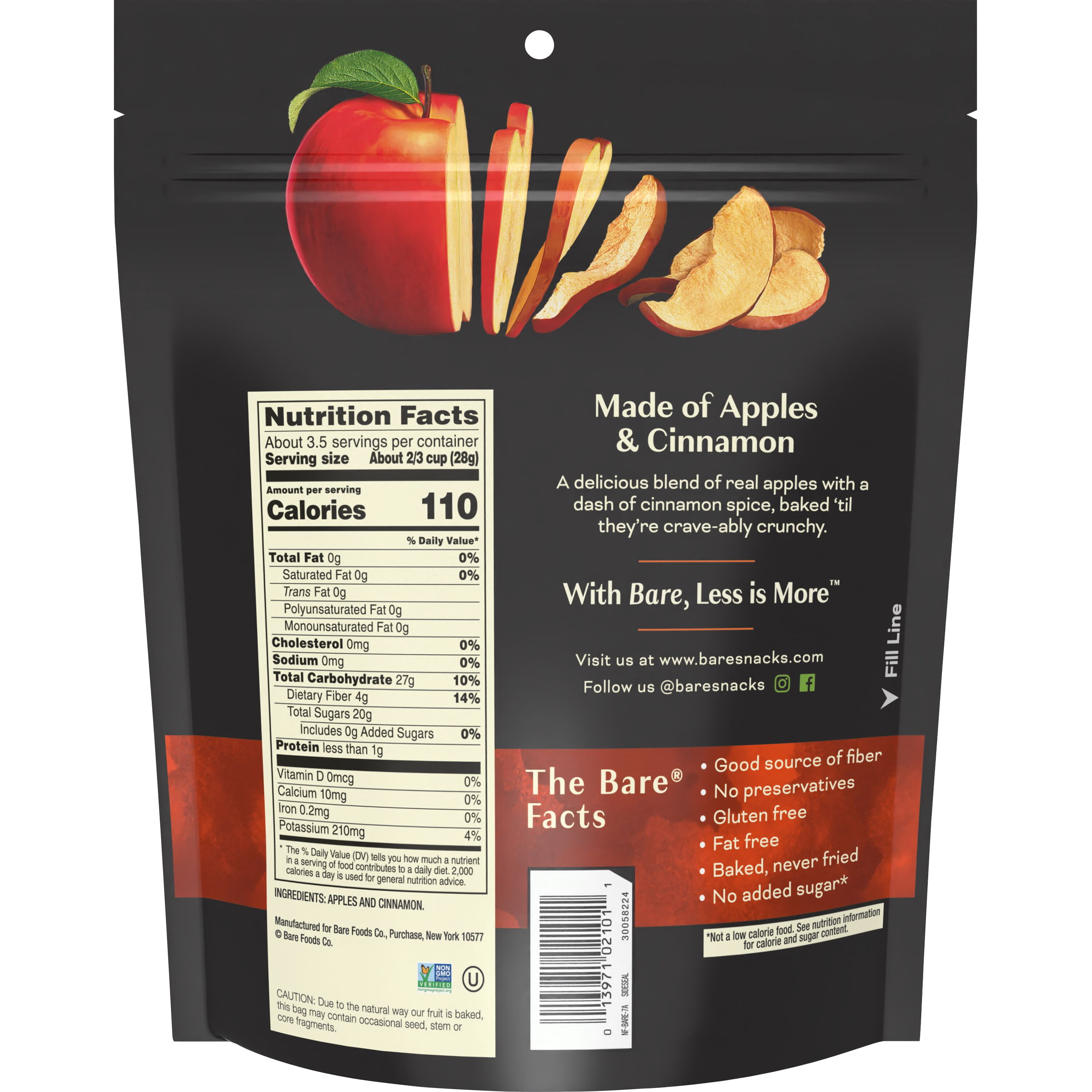 Bare Baked Healthy Snacks, Crunchy Cinnamon Apple Chips
