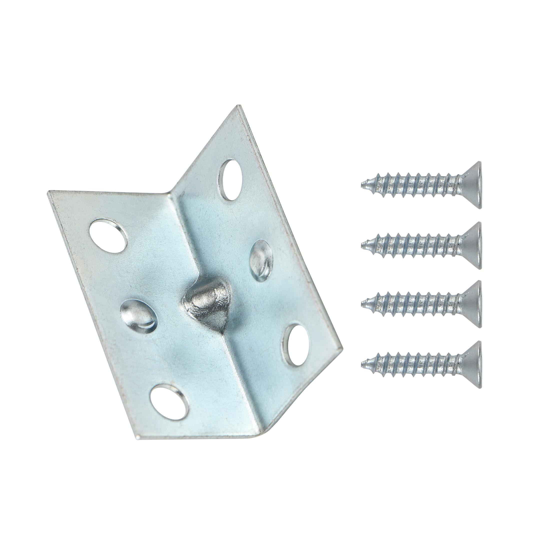 Hyper Tough 1-1/2 x 1-1/2 inch New Inside Corner Brace, Steel, Zinc Plated (4 Pack),mounting hardware included