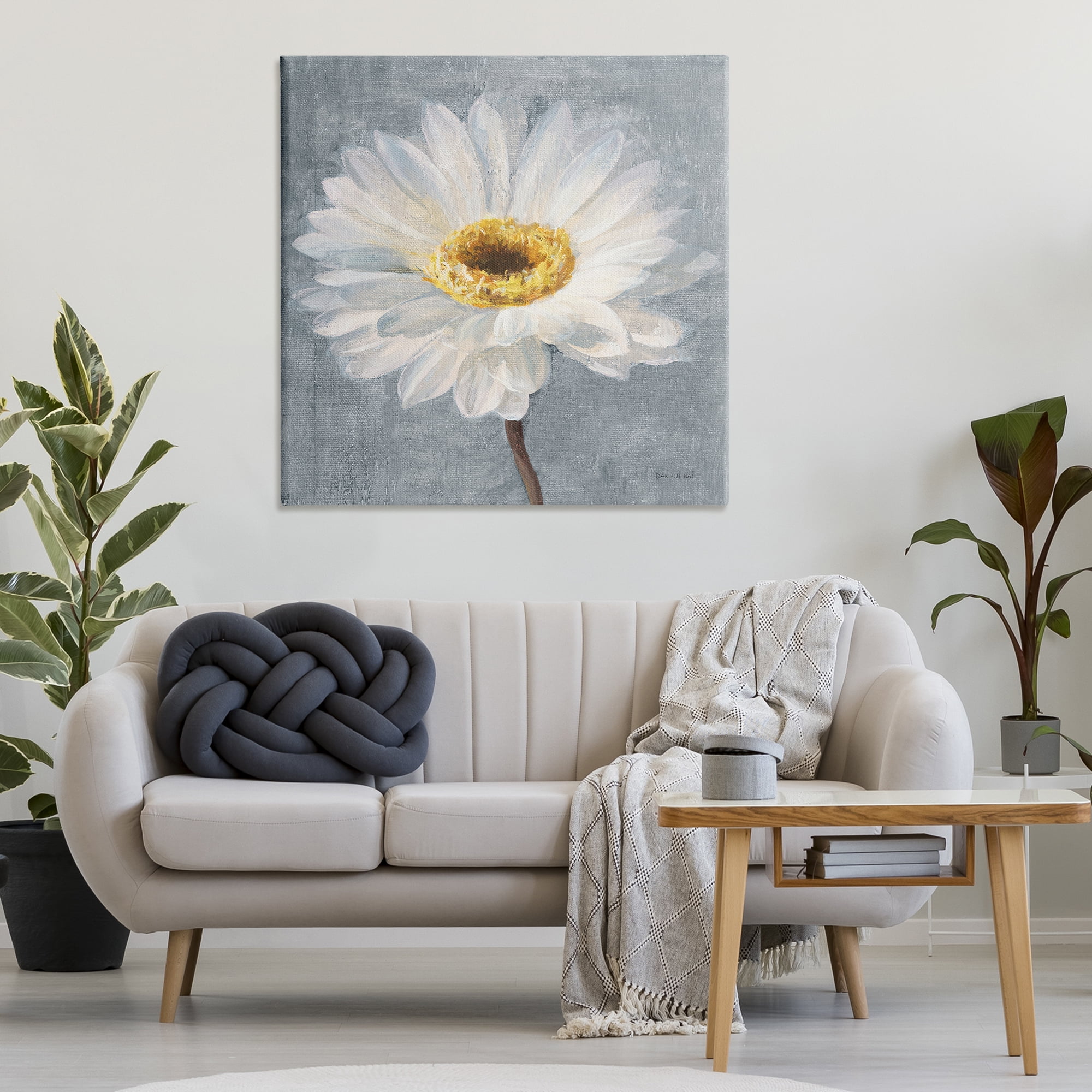 Stupell Industries Paris Blossom on Grey Plants & Flowers Painting Wrapped Canvas Art Print Wall Art, 36 x 36