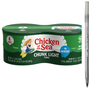 Chicken of the Sea Chunk Light Tuna In Water 4 - 5 oz Cans with pan