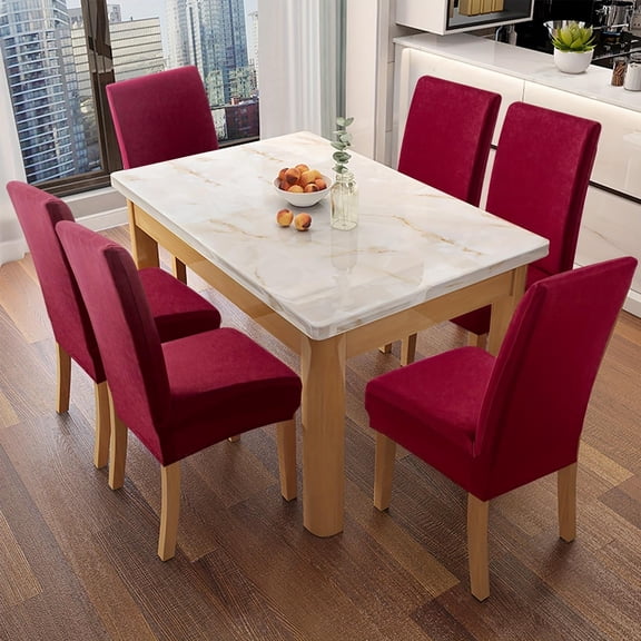 4/6-Piece Velvet Stretch Dining Chair Cover Set Universal Removable Non-Slip Parsons Chair Covers Suitable for Dining Rooms, Kitchens, and Living Rooms