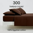thumbnail image 2 of Real 300-Thread-Count, 100% Egyptian Cotton, 6 PC Sheet Set [1 Fitted, 1 Flat, 4 Pillowcases] |Short Queen Size, Chocolate| 300TC Egypt Long Staple Cotton, Fit Upto 10" Deep Pockets, Silky Sateen, 2 of 8