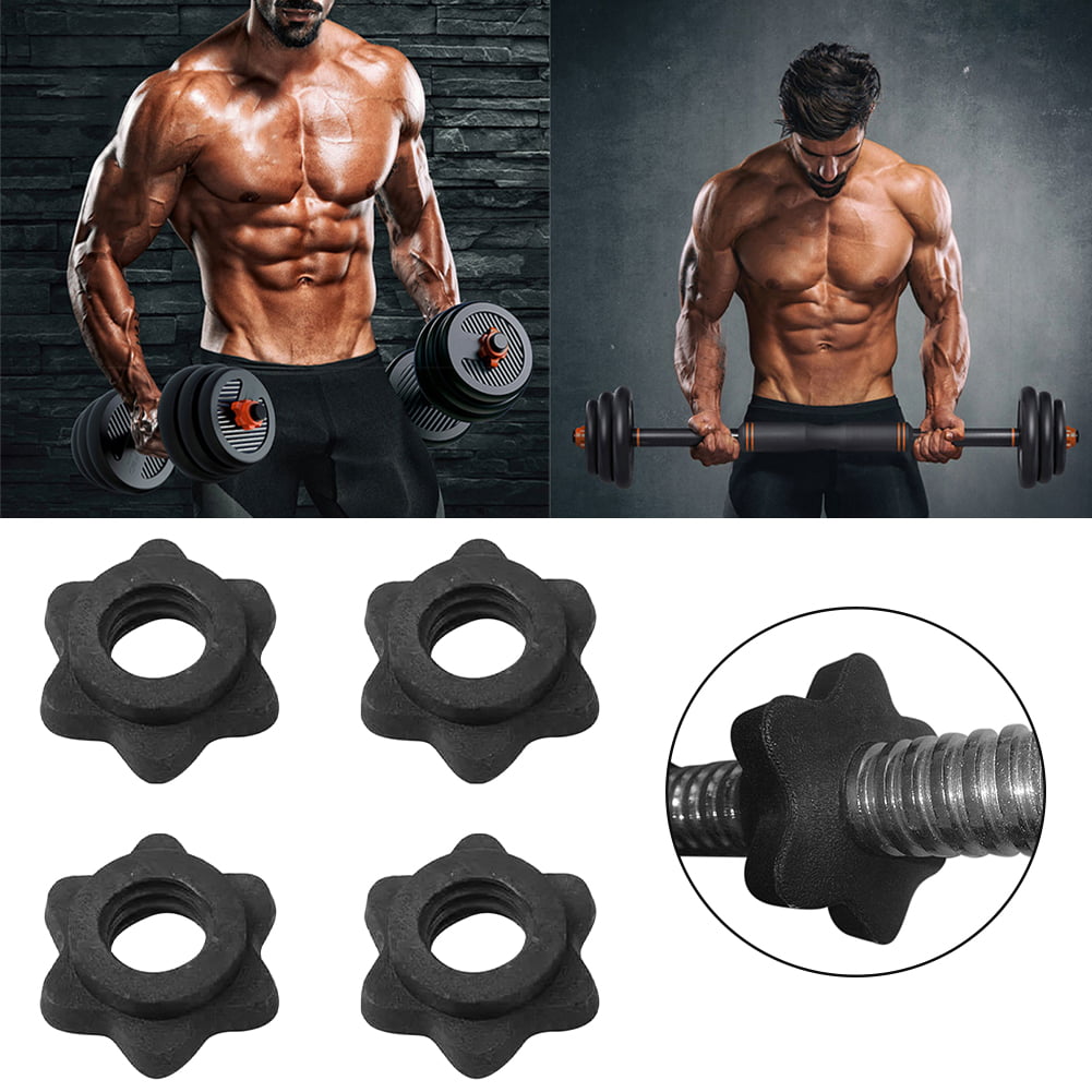 Black SYCOOVEN 2pairs Spinlock Collars Dumbbell Hex Nut Practical Training 25mm Rod Accessories 