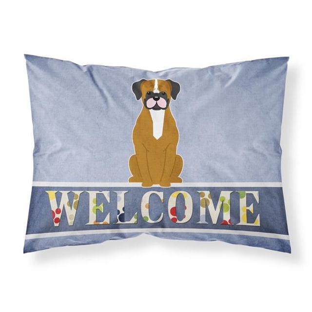 Carolines Treasures BB5697PILLOWCASE Flashy Fawn Boxer Welcome Fabric Standard Pillowcase